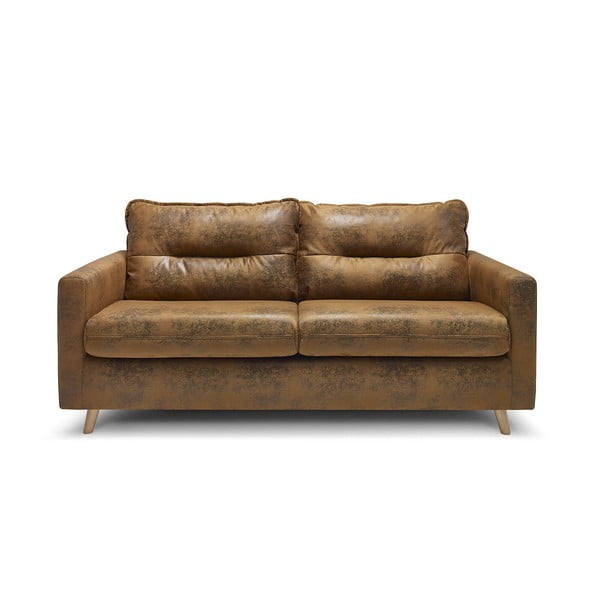 Konjako rudos spalvos dirbtinės odos sofa Bobochic Paris Sinki Vintage