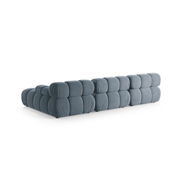 Pilkos spalvos modulinė kampinė sofa iš velveto (su dešiniuoju kampu/su gultu) – Micadoni -image-3