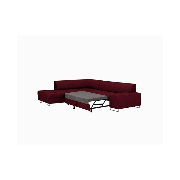 Raudona kampinė sofa-lova su sidabrinėmis kojelėmis "Cosmopolitan Design Orlando", kairysis kampas-image-4