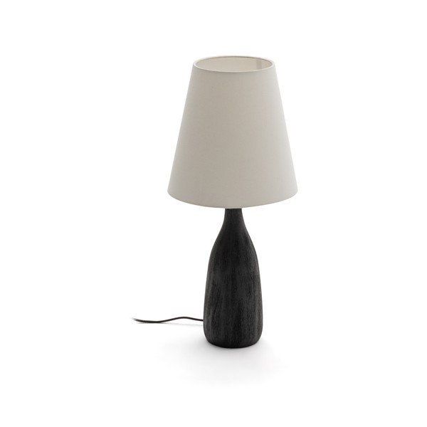 Juodos spalvos/kreminės spalvos stalinis šviestuvas (aukštis 56 cm) su tekstiliniu gaubtu Luvia – Kave Home