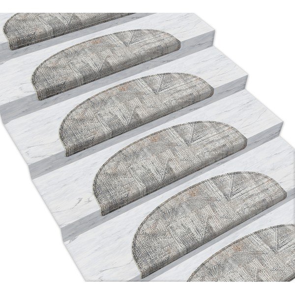 Pilkos spalvos laiptų kilimų rinkinys, Horizon - Vitaus, 65 x 20 cm, 16 vnt.-image-1