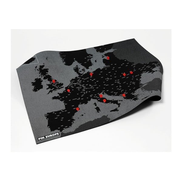 Juodos spalvos sieninis Europos žemėlapis Palomar Pin World, 100 x 80 cm