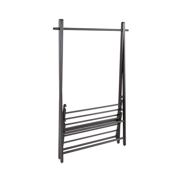 Juodos spalvos iš pušies masyvo drabužių kabykla 100x150x41 cm Cole – Jotex-image-3