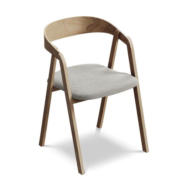 Šviesiai pilkos spalvos iš medienos masyvo valgomojo kėdė Erika – Makamii