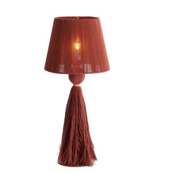 Raudonos plytų spalvos stalinis šviestuvas (aukštis 58 cm) su tekstiliniu gaubtu Espino – Light & Living-image-2