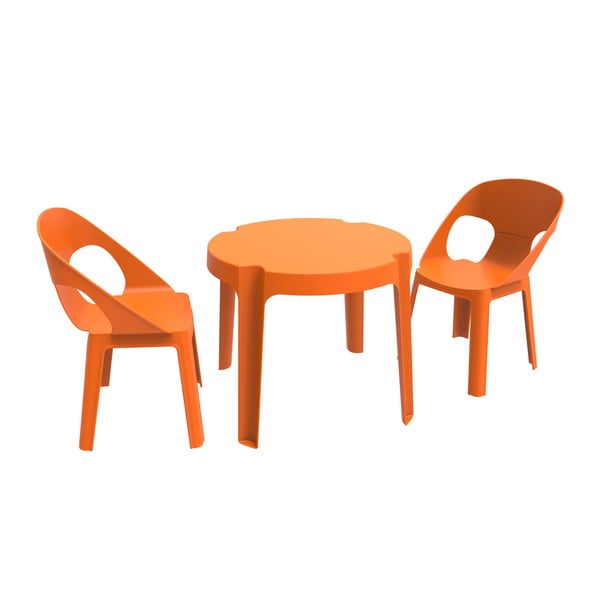 Oranžinis vaikiškas sodo komplektas 1 stalas ir 2 kėdės "Resol Julieta