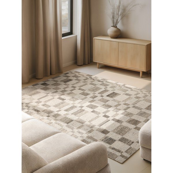 Rankų darbo kreminės spalvos iš vilnos kilimas 200x300 cm Boho 1.0 Structa – Vikosa-image-1