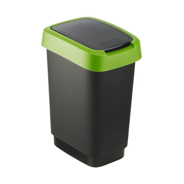 Žalios-juodos spalvos perdirbto plastiko šiukšlių dėžė 10 L Twist - Rotho