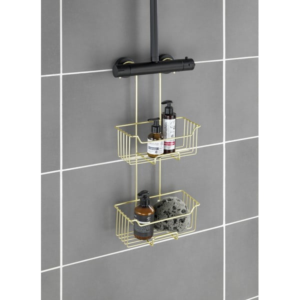 Pakabinama iš nerūdijančio plieno vonios lentyna auksinės spalvos Milo – Wenko-image-1