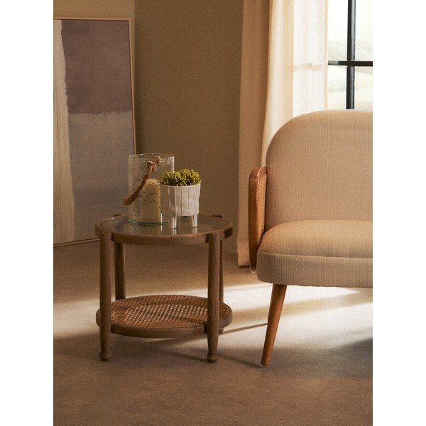 Apvalios formos šoninis stalas su stikliniu stalviršiu ø 57 cm Cebu – Premier Housewares-image-1