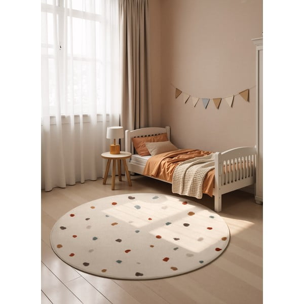 Kreminės spalvos vaikiškas kilimas ø160 cm Funny Dots – Hanse Home-image-1