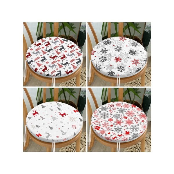 Sėdynės pagalvėlės 4 vnt. su Kalėdų motyvu ø 40 cm Snowflakes – Mila Home-image-1