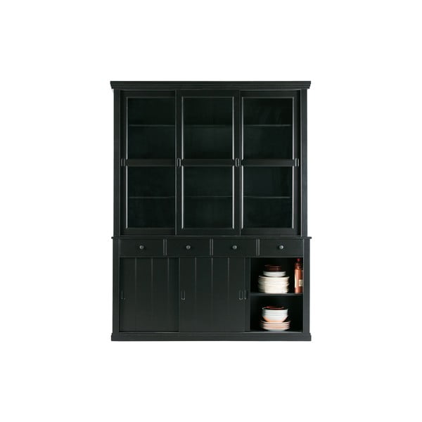 Vitrina juodos spalvos su stumdomomis durimis iš pušies masyvo 166x214 cm Lagos – WOOOD-image-3