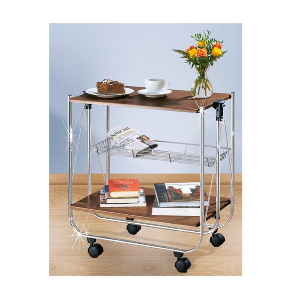 Riešutmedžio spalvos serviravimo stalas ant ratukų Wenko-image-1