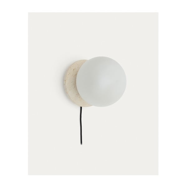 Baltos spalvos/kreminės spalvos iš marmuro sieninė lempa ø 20 cm Malachi – Kave Home-image-4