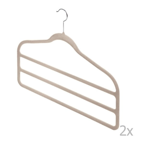 2 smėlio spalvos pakabų kelnėms rinkinys Domopak Velvet-image-1