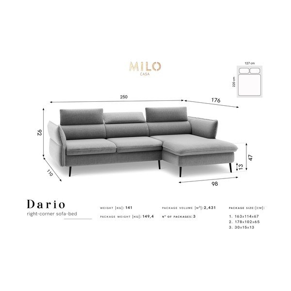 Mėlyna sofa-lova su daiktadėže Milo Casa Dario, kampas dešinėje-image-2