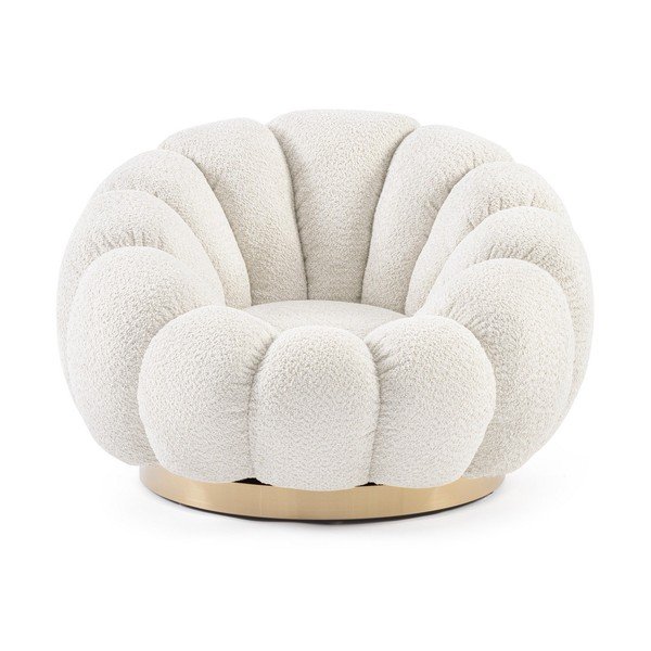 Kreminės spalvos pasukamas krėslas iš boucle Florel – Bizzotto-image-2