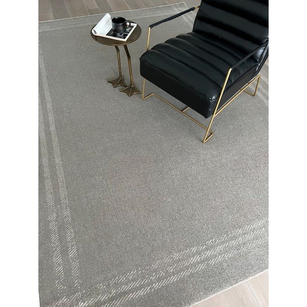 Kilimas iš vilnos antracito spalvos 133x190 cm Calisia M Grid Rim – Agnella-image-1