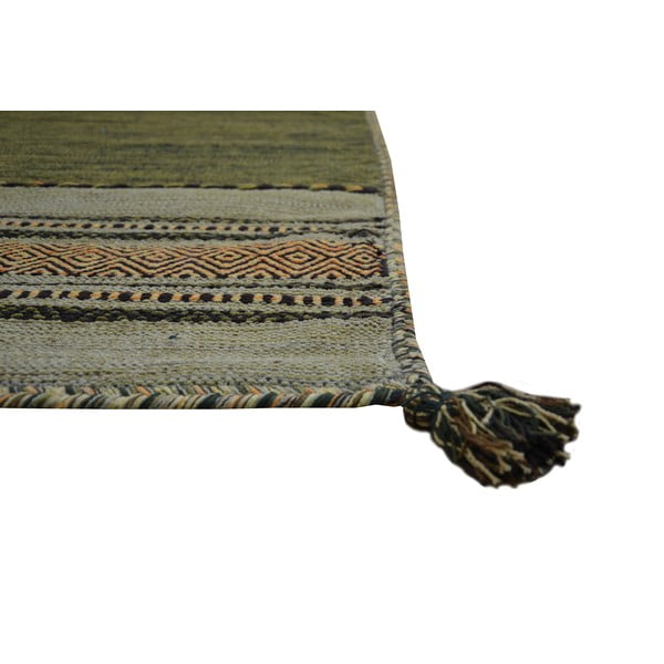 Žaliai rudos spalvos medvilninis kilimas Webtappeti Antique Kilim, 60 x 200 cm-image-2