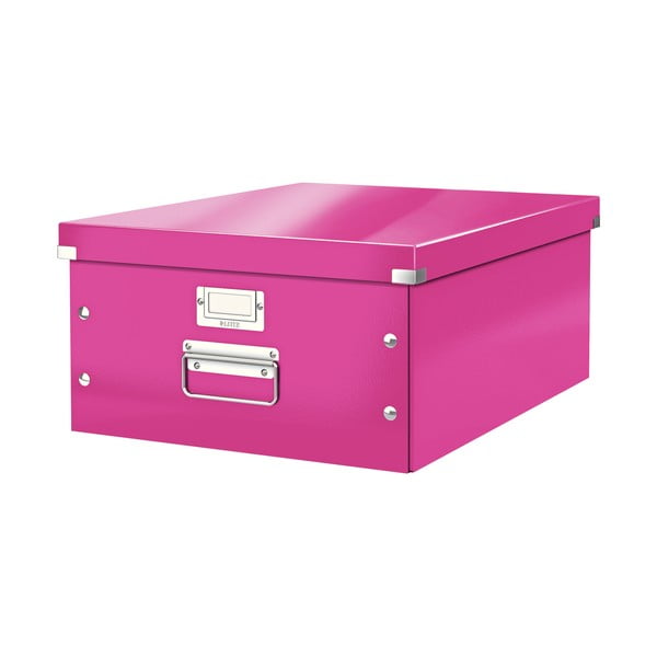 Iš kartono daiktadėžė rožinės spalvos su dangčiu 37x48x20 cm Click&Store – Leitz