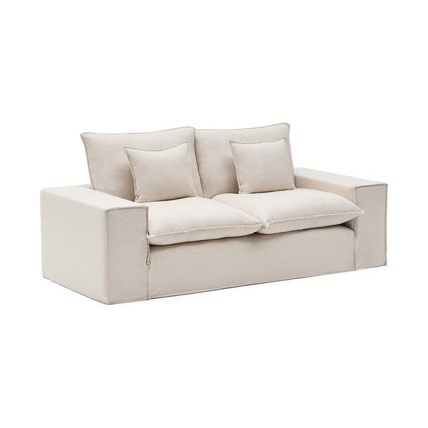 Smėlio spalvos sofa iš lino 240 cm Anarela – Kave Home-image-2