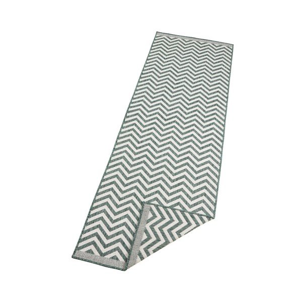 Žalios ir kreminės spalvos dvipusis itin atsparus protektorius Bougari Twin Supreme Mismo, 80 x 350 cm-image-2