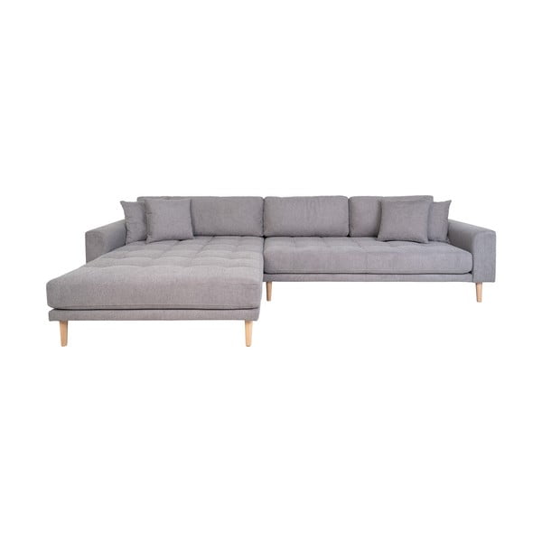 Kampinė sofa šviesiai pilkos spalvos (su kairiuoju kampu) Lido – House Nordic