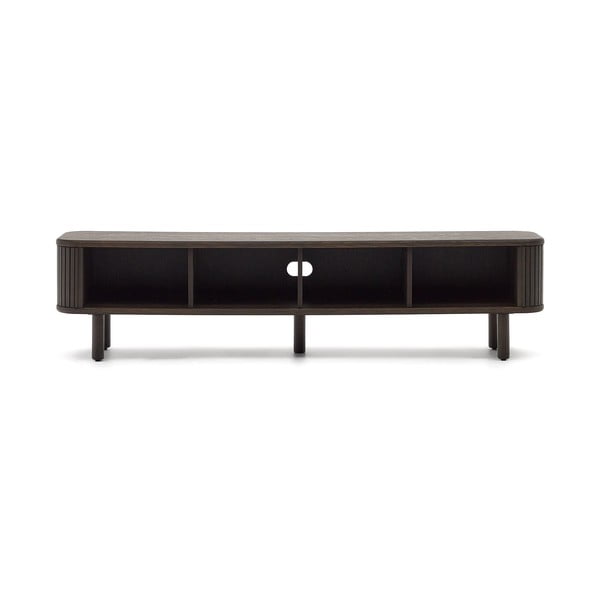TV spintelė tamsiai rudos spalvos iš uosio 200x50 cm Mailen – Kave Home-image-4