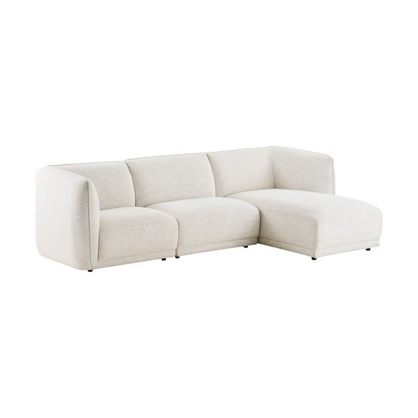 Kreminės spalvos kampinė sofa iš šenilinio audinio (su dešiniuoju kampu/su gultu) Noor – House Nordic-image-2