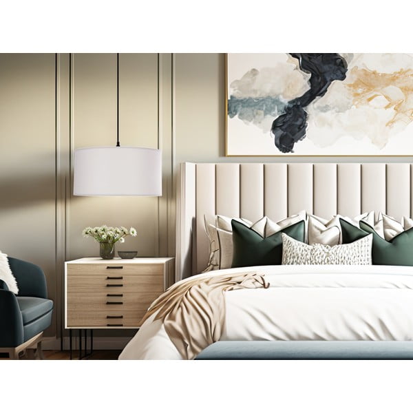 Baltos spalvos kabantis šviestuvas ø 40 cm su tekstiliniu gaubtu Shanti – Candellux Lighting-image-1