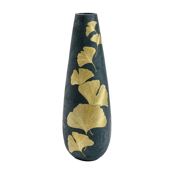 Žalia vaza su aukso lapų motyvais Kare Design, 95 cm aukščio