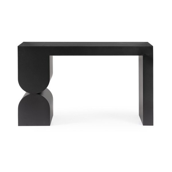 Juodos spalvos konsolinis staliukas su stikliniu stalviršiu 32x120 cm Archie – Bizzotto-image-2