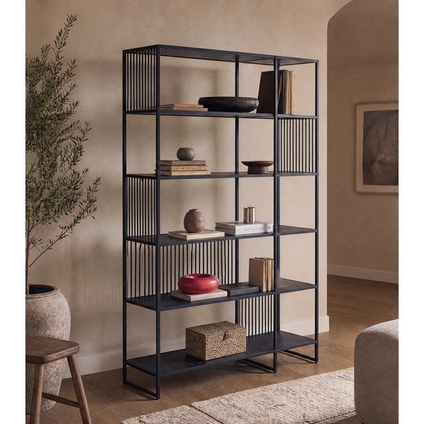 Juodos spalvos knygų spinta  120x185x35 cm Strington – Actona-image-1