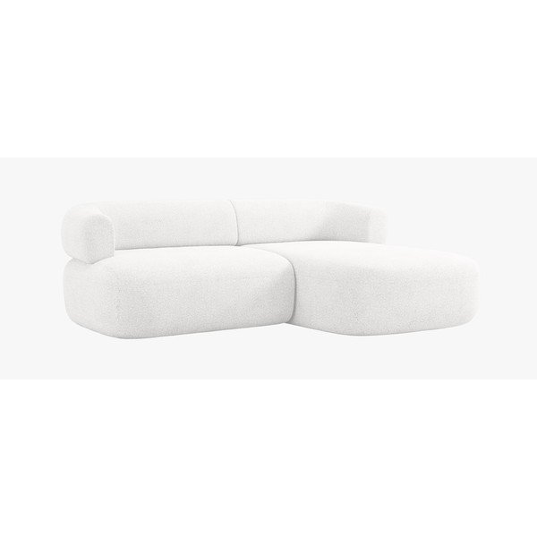 Dramblio kaulo spalvos kampinė sofa iš boucle (su dešiniuoju kampu/su gultu) Jenny – Micadoni -image-1