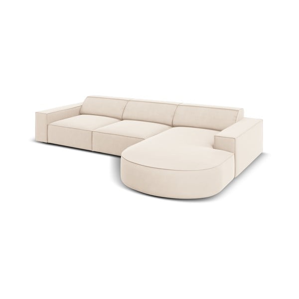 Smėlio spalvos aksominė kampinė sofa (dešinysis kampas) Jodie - Micadoni Home-image-3