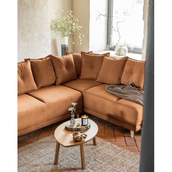 Sulankstoma kampinė sofa iš kordinio velveto raudonos plytų spalvos (su dešiniuoju kampu) Lazy Lukka – Miuform-image-3