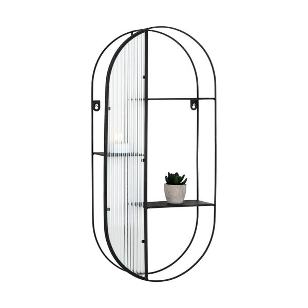 Iš metalo kelių aukštų sieninė lentyna juodos spalvos 32 cm Newcastle – House Nordic-image-3