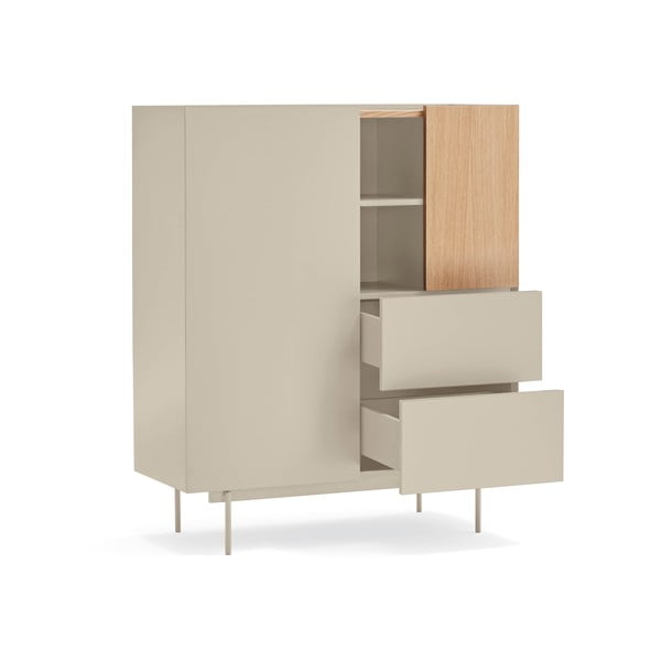 Aukšta šoninė spintelė smėlio spalvos/natūralios spalvos iš ąžuolo 100x120 cm Otto – Teulat-image-2