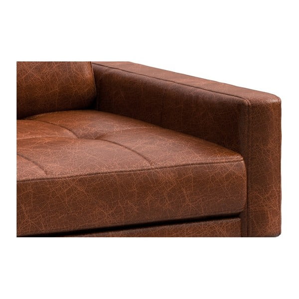 Raudonai ruda odinė kampinė sofa MESONICA Musso Tufted, kairysis kampas-image-4