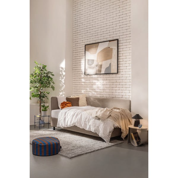 Taupe spalvos viengulė lova audiniu dengta su sandėliavimo vieta su čiužiniu  120x200 cm Avela – Bonami Selection-image-1