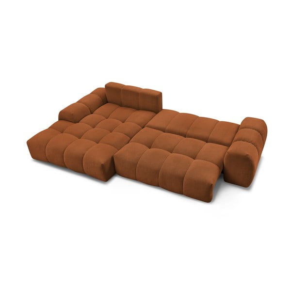 Terakotos spalvos iš šenilinio audinio sulankstoma/su sandėliavimo vieta kampinė sofa (su kairiuoju kampu/su gultu) Everest – Bobochic Paris-image-4
