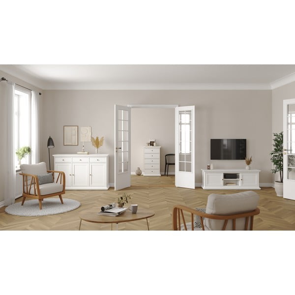 Žema šoninė spintelė baltos spalvos 144x92 cm Paris – Tvilum-image-1