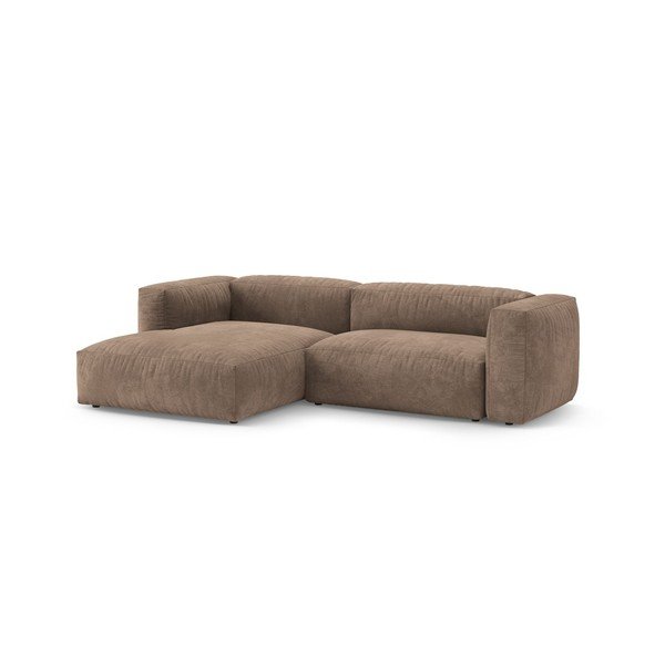 Smėlio spalvos sulankstoma modulinė kampinė sofa iš velveto (su kairiuoju kampu/su gultu) – Micadoni -image-4