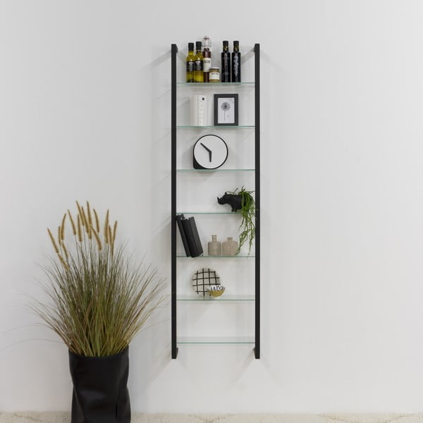Juodos spalvos iš metalo kelių aukštų sieninė lentyna 46 cm Cubic – Spinder Design-image-2