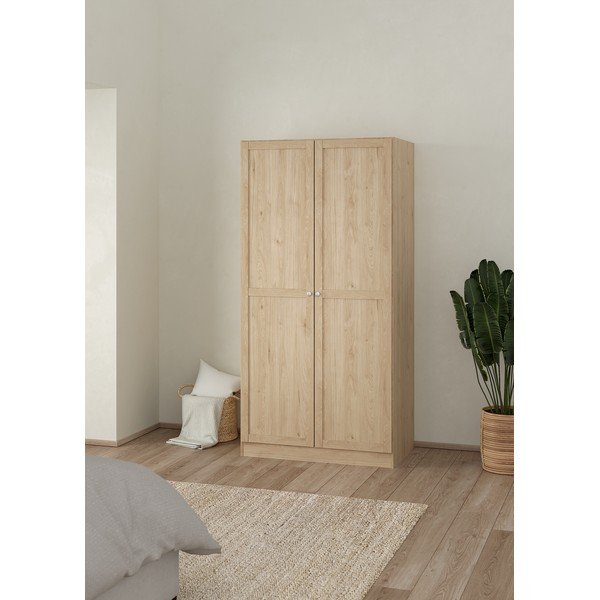 Natūralios spalvos drabužių spinta iš ąžuolo 99x200x62 cm Billund – Tvilum-image-1