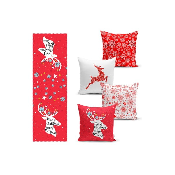 Pagalvių užvalkalų ir stalo takelių rinkiniai 5 vnt. Snowflakes – Mila Home
