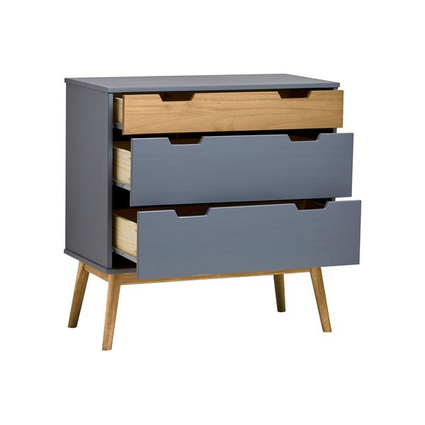 Pilka pušies masyvo komoda Marckeric Baku, aukštis 82 cm-image-3