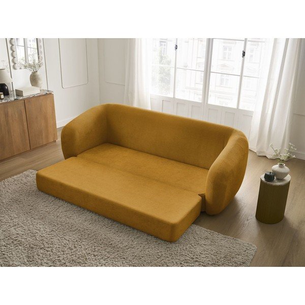 Garstyčių spalvos sulankstoma sofa iš šenilinio audinio 228 cm Neyo – Bobochic Paris-image-1