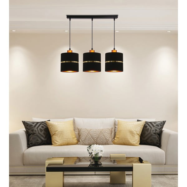 Kabantis šviestuvas juodos spalvos ø 15 cm su tekstiliniu gaubtu Assam – Candellux Lighting-image-1